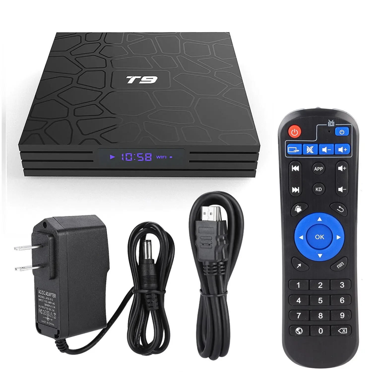 T9 RK3328 4K 2.4G WIFI Bluetooth USB 3.0 32GB Smart TV Box for Android 9.0 (US Plug 110-240V)