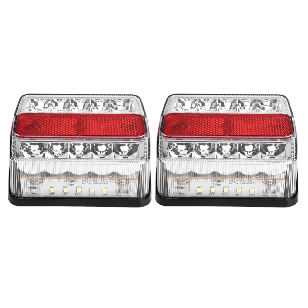 2pcs 12V 15 LED Rear Lights 5 Function for Trailer Trucks Boat Caravan Square Type