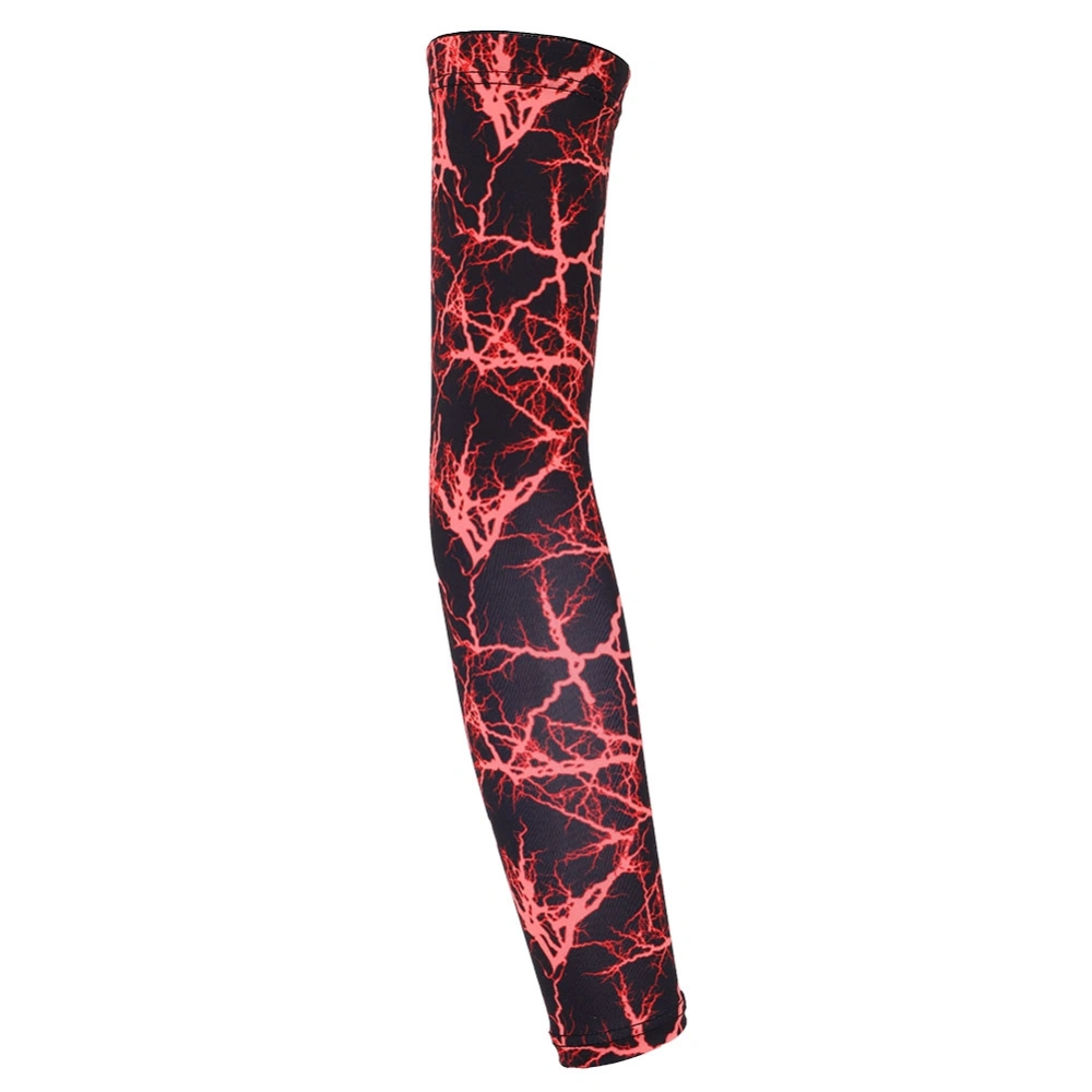 Breathable Basketball Arm Sleeve Cover Skin Protection Sun Protective Lightning Red M