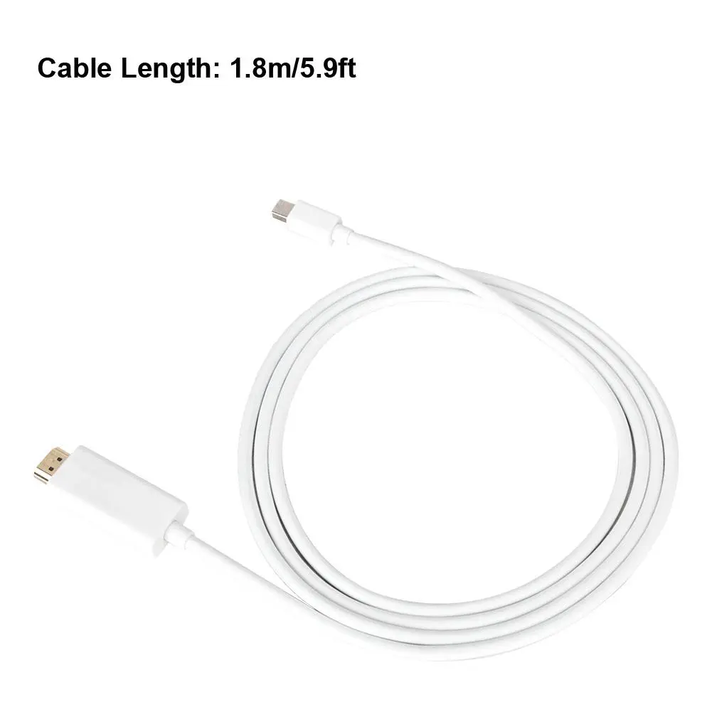 1.8m 3D/2K Mini DisplayPort DP to HDMI Cable Adapter Mini DP Turn HDMI Connection TV