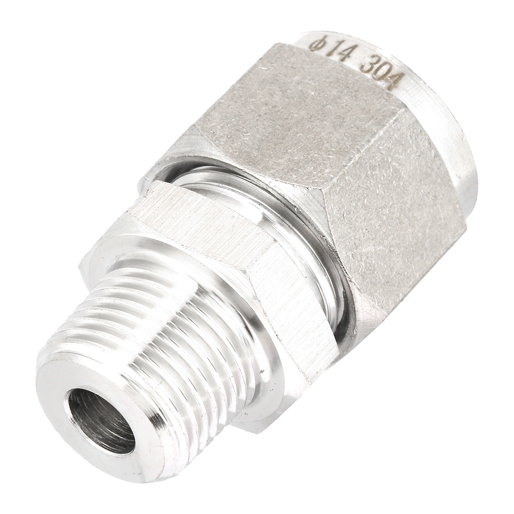 1pcs ZG3/8 Stainless Steel Compression Fitting Straight Ferrule Joint for Oil Air(ZG3/8-14)