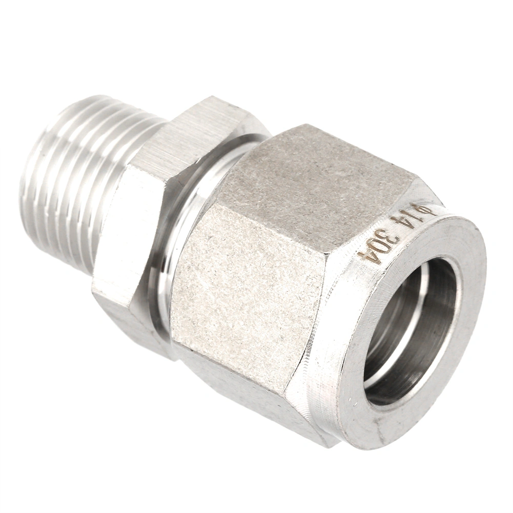 1pcs ZG3/8 Stainless Steel Compression Fitting Straight Ferrule Joint for Oil Air(ZG3/8-14)