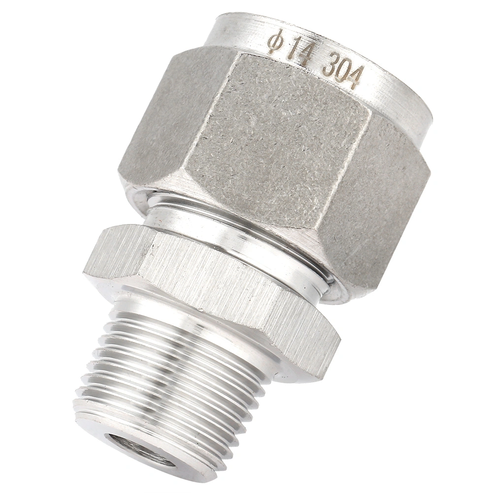 1pcs ZG3/8 Stainless Steel Compression Fitting Straight Ferrule Joint for Oil Air(ZG3/8-14)