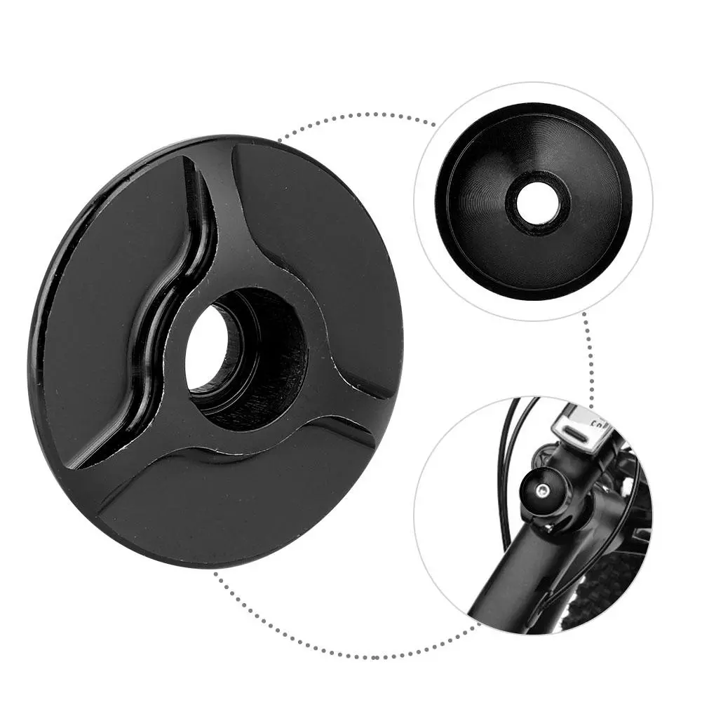Aluminum Alloy Threadless Road Bike Bicycle Stem Headset Top Cap Cover Black