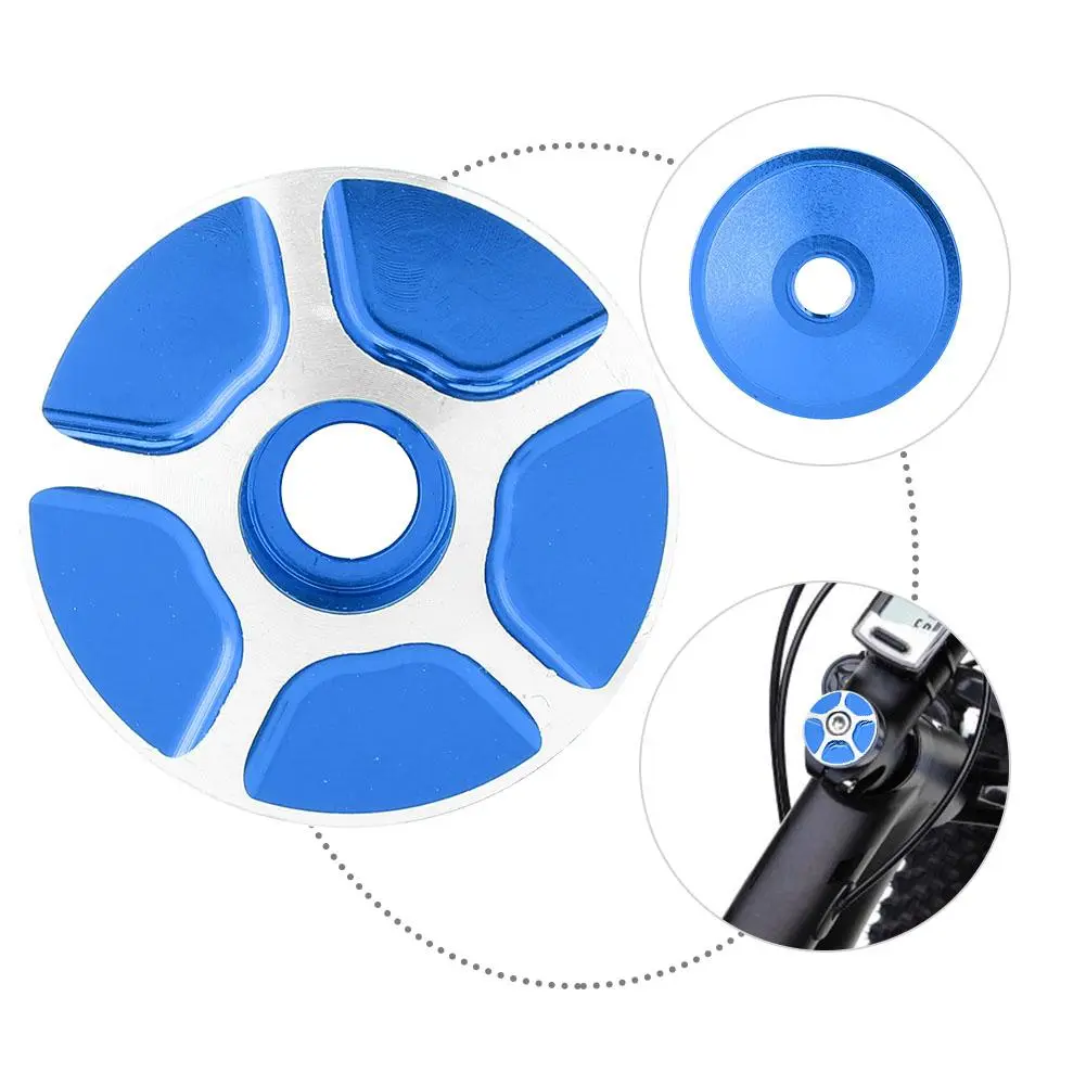 Aluminum Threadless Road Bike Bicycle Stem Headset Top Cap Cover Blue