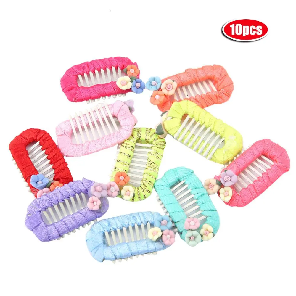 10Pcs Pet Hair Clips Cute Flower Decoration Hairpins Dog Hair Accessory Headwear(Random Color)