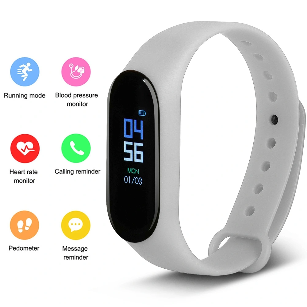 Bluetooth Smart Bracelet Watch Heart Rate Fitness Tracker Heart Rate Blood Pressure (Gray)