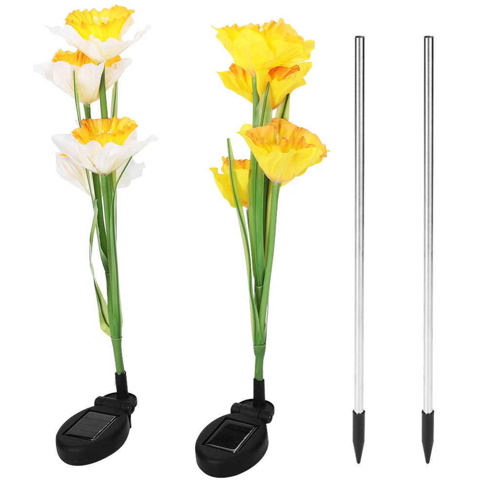 Outdoor Solar Powered LED 4 Daffodil Flowers Lights Lamp for Garden Patio Backyard Decoration