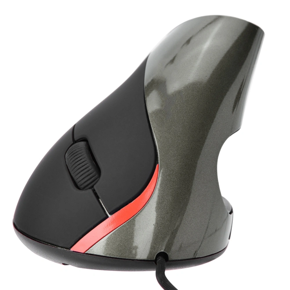 Optical Wired Vertical Ergonomic Mouse with 1600DPI High Sensitivity & 5 Keys - Gray