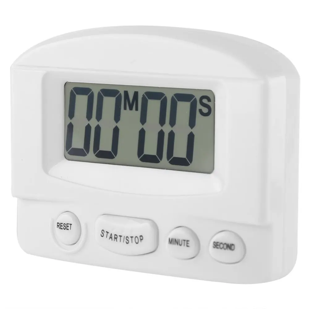 Portable Digital Clock Countdown Timer Large LCD Display Kitchen Use (White)