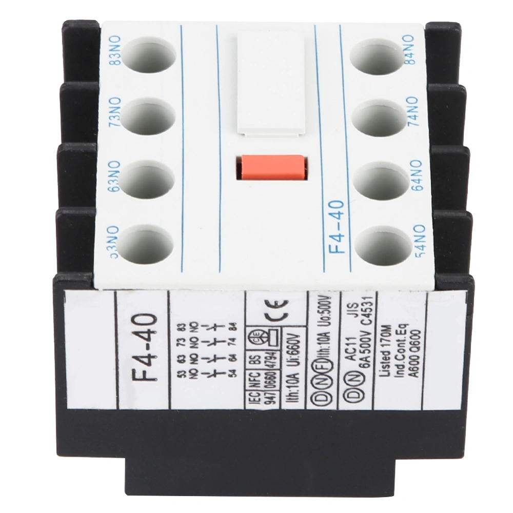 4PCS/Box F4-40 AC Auxiliary Contactor Touch Head Match CJX2 CJX4 LC1 4 On 0 Off