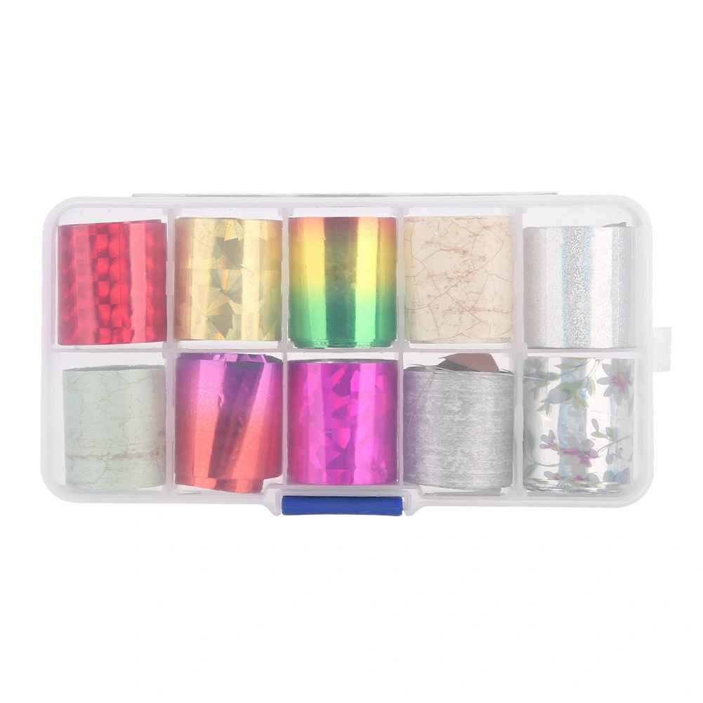 10 pcs/ Box Nail Art Transfer Stickers Mix-Color Foil Starry Sky Glitter Adhesive Nail Wraps