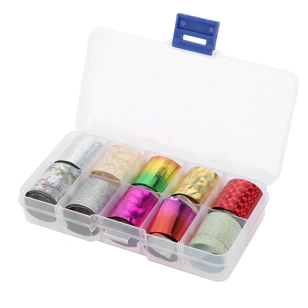 10 pcs/ Box Nail Art Transfer Stickers Mix-Color Foil Starry Sky Glitter Adhesive Nail Wraps
