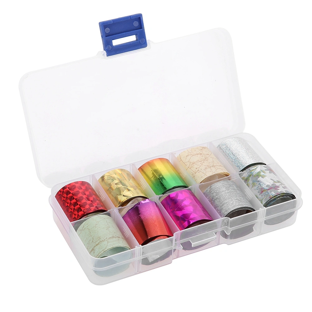 10 pcs/ Box Nail Art Transfer Stickers Mix-Color Foil Starry Sky Glitter Adhesive Nail Wraps