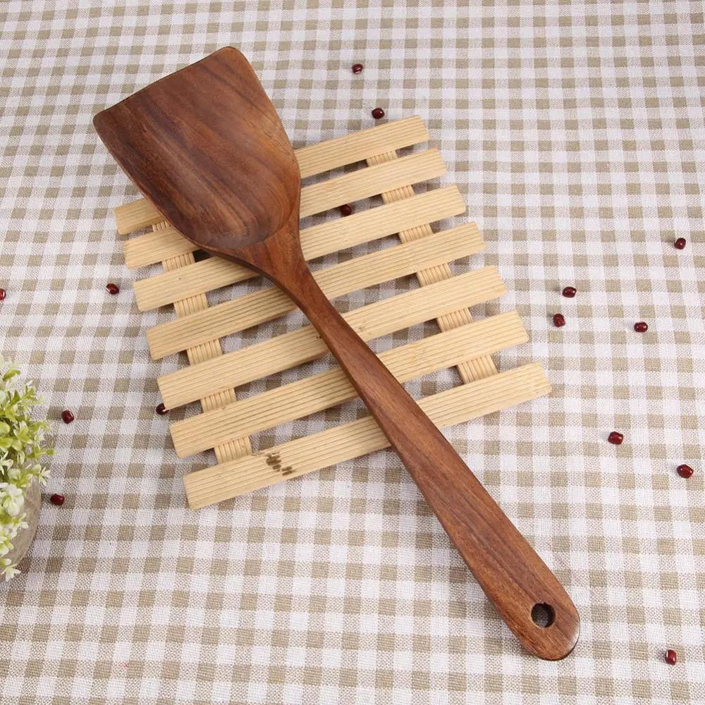 Natural Wooden Spatula Turner Fried Shovel Cooking Kitchen Utensils Shovel (34*8.5cm)