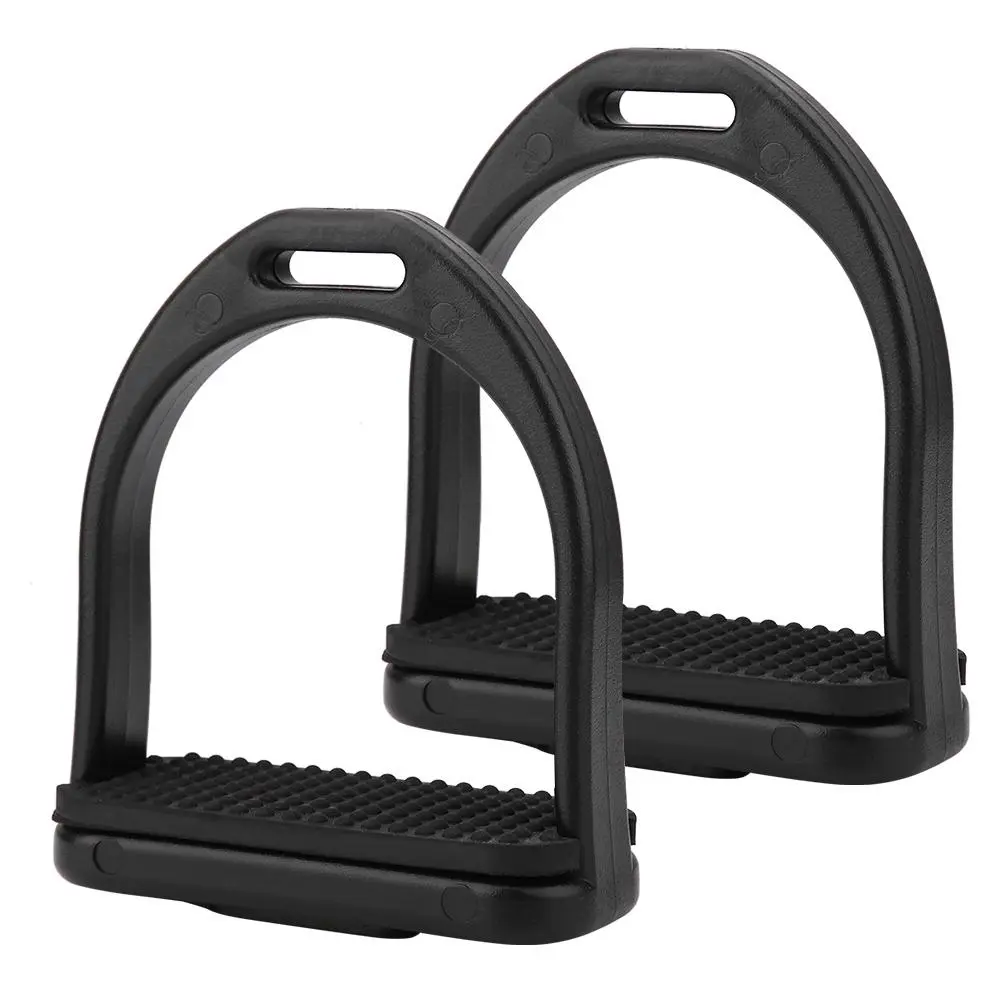 1 Pair Black High Strength Horse Stirrup Durable Quality Plastic Riding Stirrups (S)