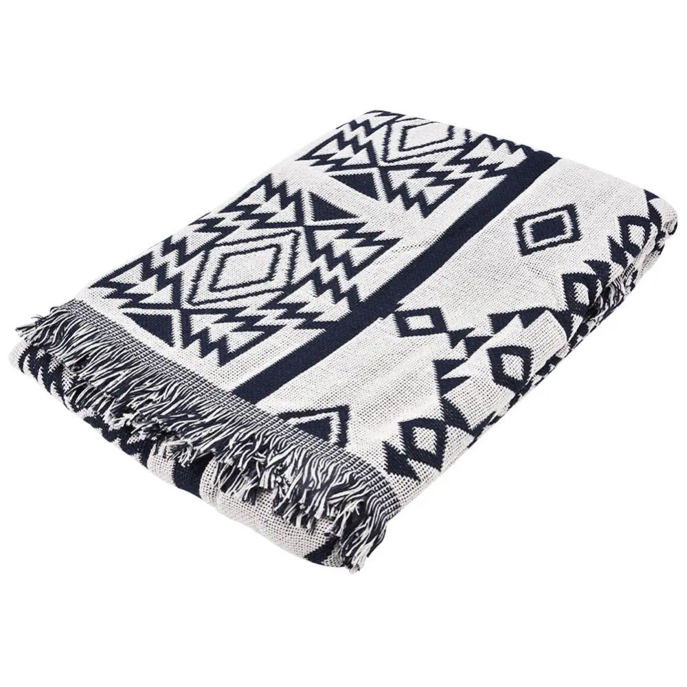 130 x 180cm Double Sided Cotton Woven Couch Throw Featuring Decorative Tassels #2