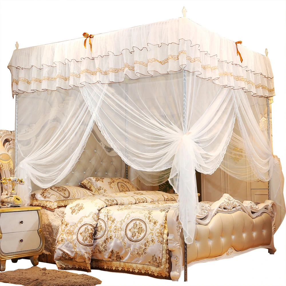 Luxury Princess Four Corner Post Bed Curtain Canopy Netting Mosquito Net Bedding (L)