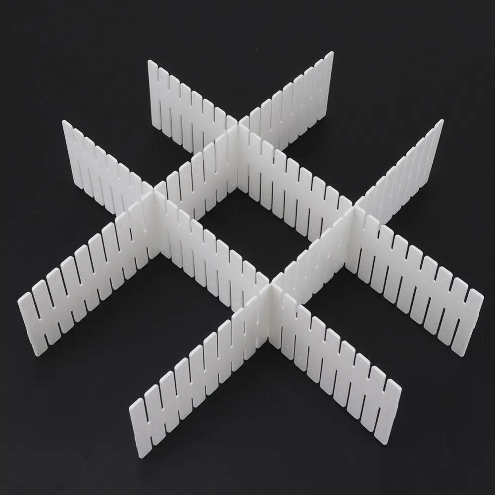 4Pcs DIY Plastic Drawer Organizer Adjustable Drawer Dividers Separators (White Long Type)