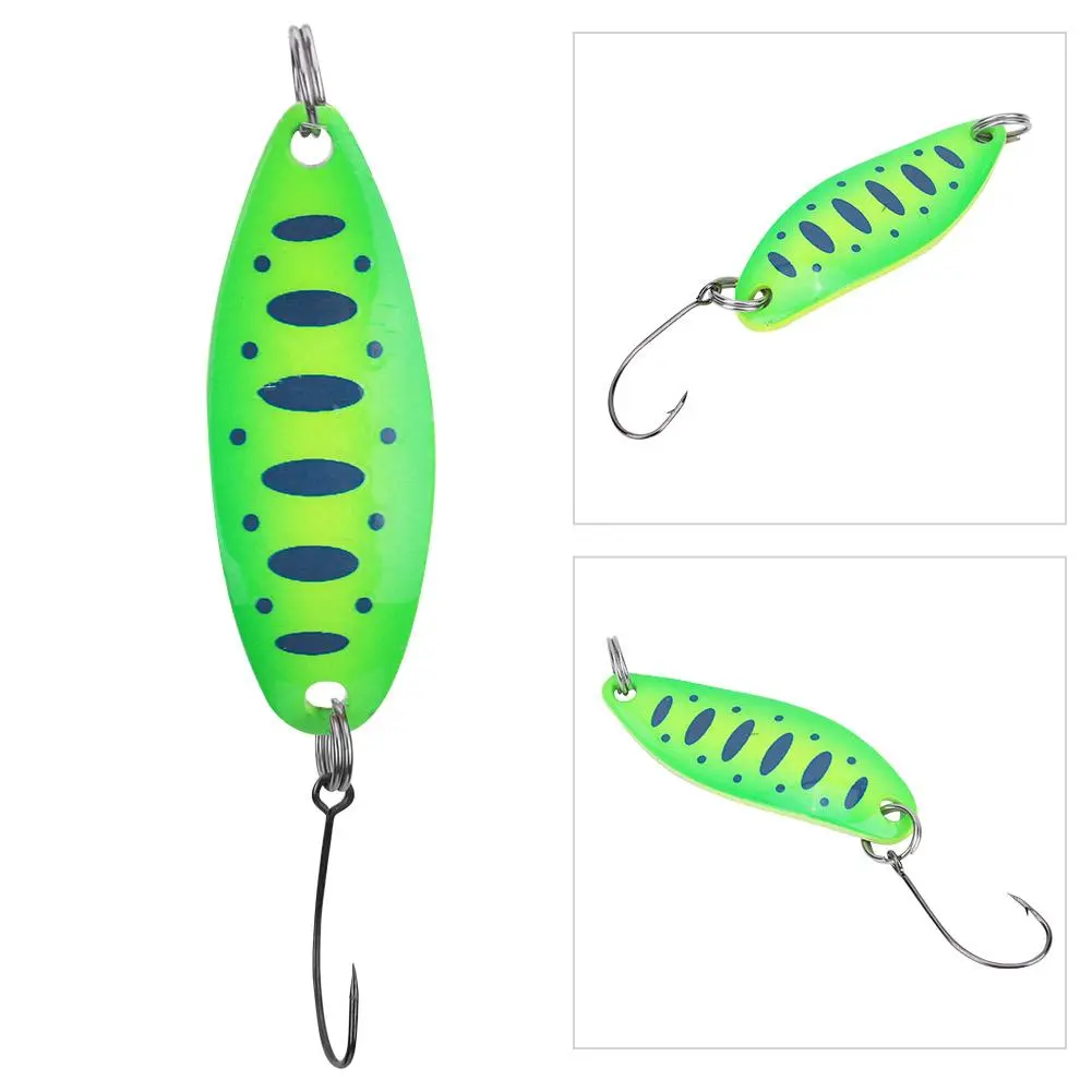??Trout Lures Trout Blinkers for Fishing Trout Lures for Trout3.5g/3.4cm(Yellow Green Blue Dot)