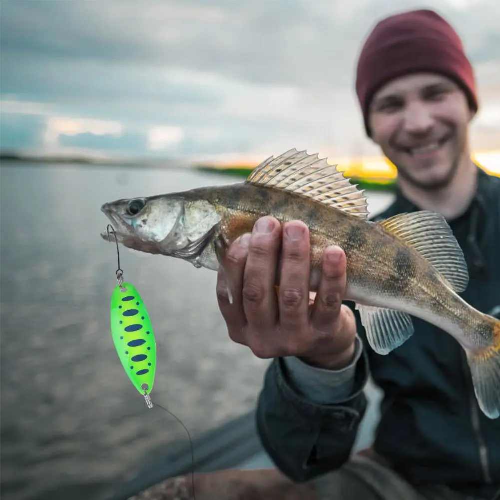 ??Trout Lures Trout Blinkers for Fishing Trout Lures for Trout3.5g/3.4cm(Yellow Green Blue Dot)