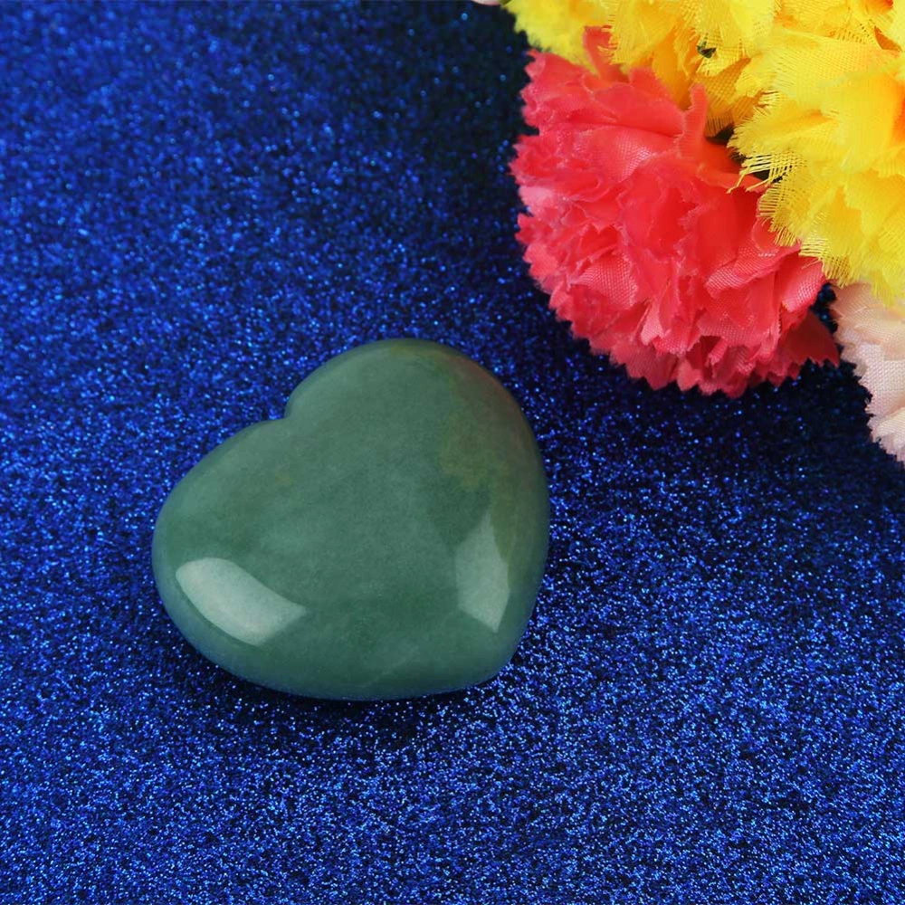 Natural Crystal Healing Stone Love Heart-shape Fluorite Gemstone Home Office Decor (Aventurine)