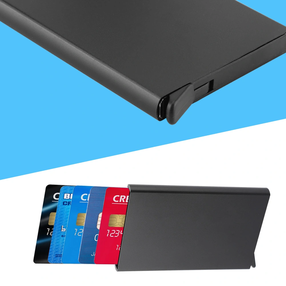 Aluminum Slim Wallet Credit Bussiness Card Protector Portable Case Box(Black)