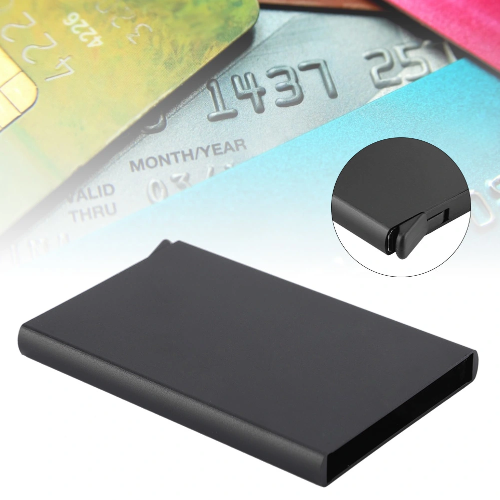 Aluminum Slim Wallet Credit Bussiness Card Protector Portable Case Box(Black)