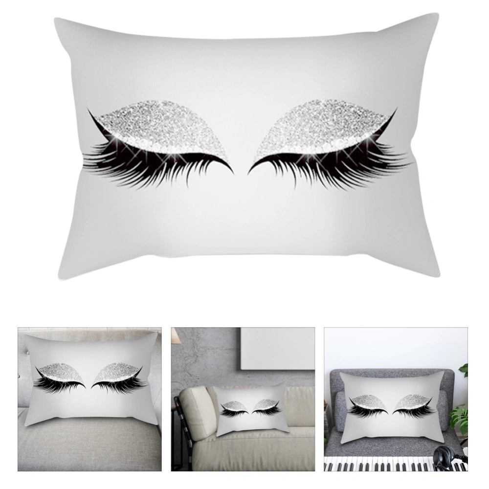 Home Decoration Eyelash Pattern Polyester Cushion Cover Office Car Cafe Pillow Case (L)