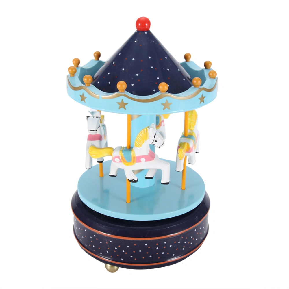 Merry-Go-Round Music Box Carousel Gift Christmas Wedding Birthday Gift Decor Sky Blue