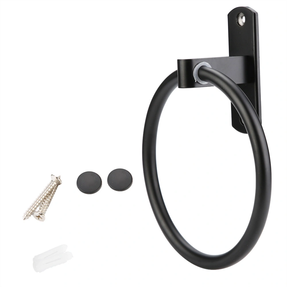 Euro Antique Style 16cm Diameter Black Paint Aluminum Towel Ring Holder for Bathroom Wall