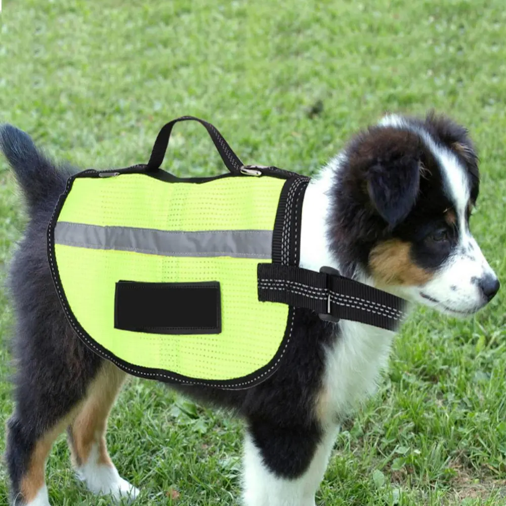 Adjustable Pet Fluorescent Vest Dog Puppy Reflective Vest Safety Clothes Walking Yellow (S)