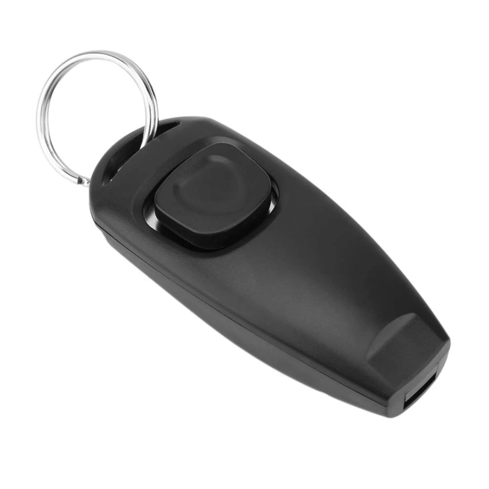 Pet Puppy Clicker Whistle Dog Training Obedience Cat Trainer Keyring Aid Click (Black)