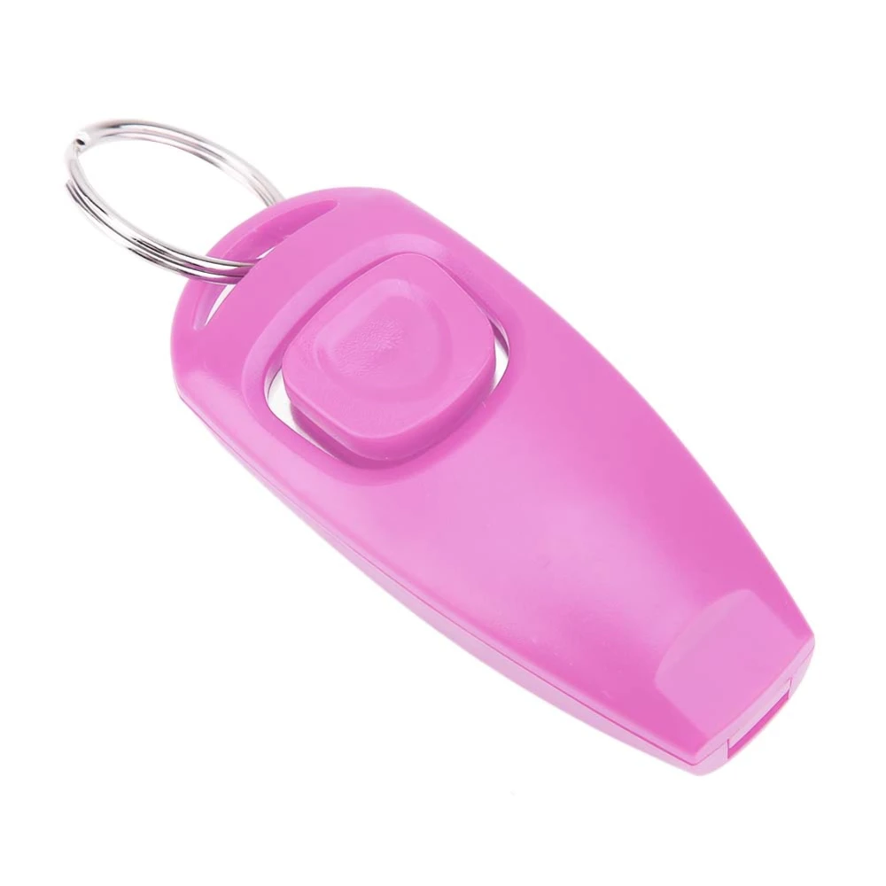 Pet Puppy Clicker Whistle Dog Training Obedience Cat Trainer Keyring Aid Click (Pink)