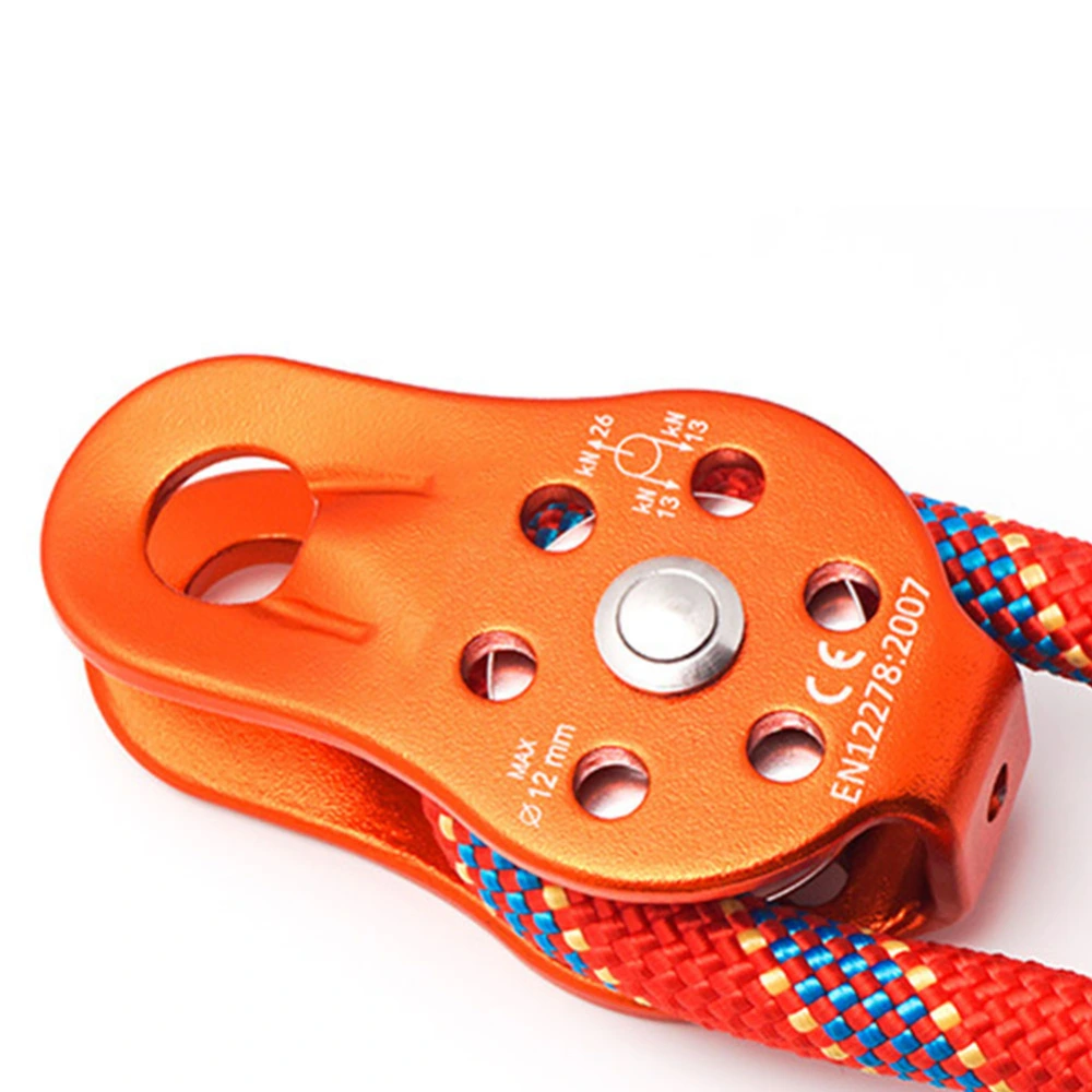 26KN Aluminium Alloy Heavy Duty Single Swivel Rope Pulley Block for 12mm Rope (orange)