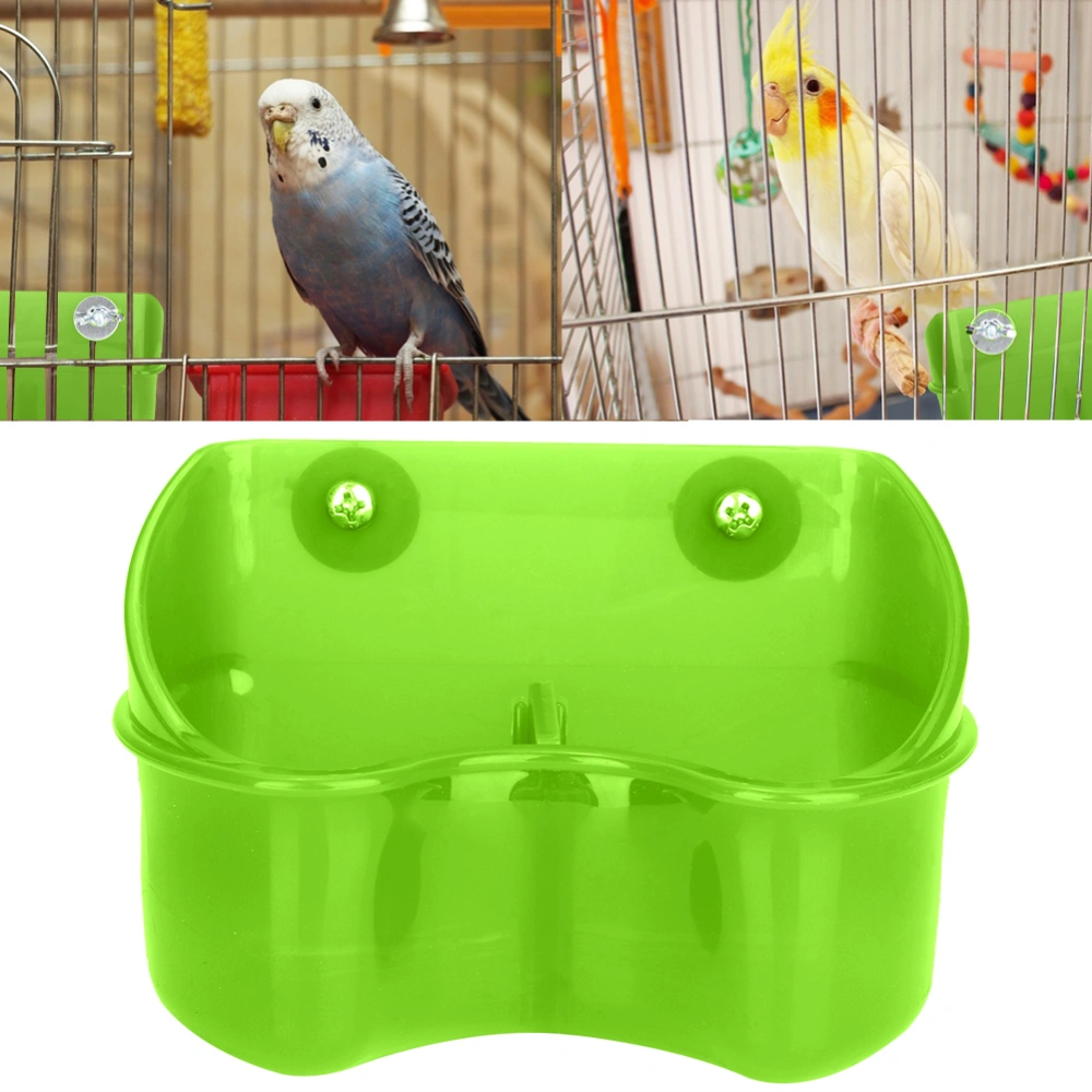 Pet Bird Food Water Feeder Bowl Plastic Feeding Bowl Dish for Parrots Budgie(Green)