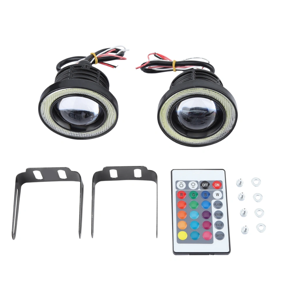 Car 30W RGB LED Fog Light COB Angel Eye Halo Ring Super Bright Lamp with Remote Control (3.5")