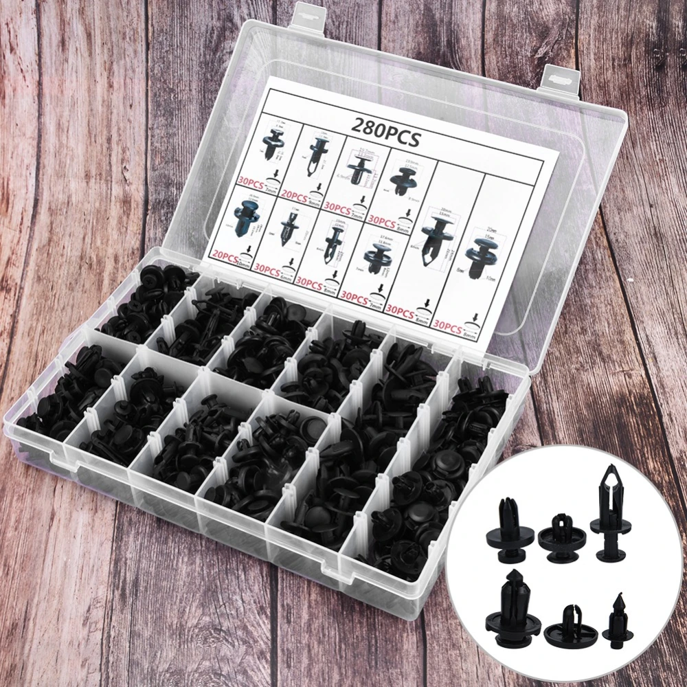 280Pcs Car Door Panel Trim Clips Bumper Fastener Retainer Push Pin Trim Rivet Kit