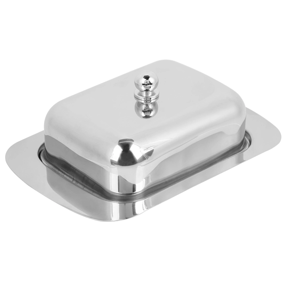 Stainless Steel Butter Cheese Dish Tray Box Food Storage Dessert Container Keeper with Lid