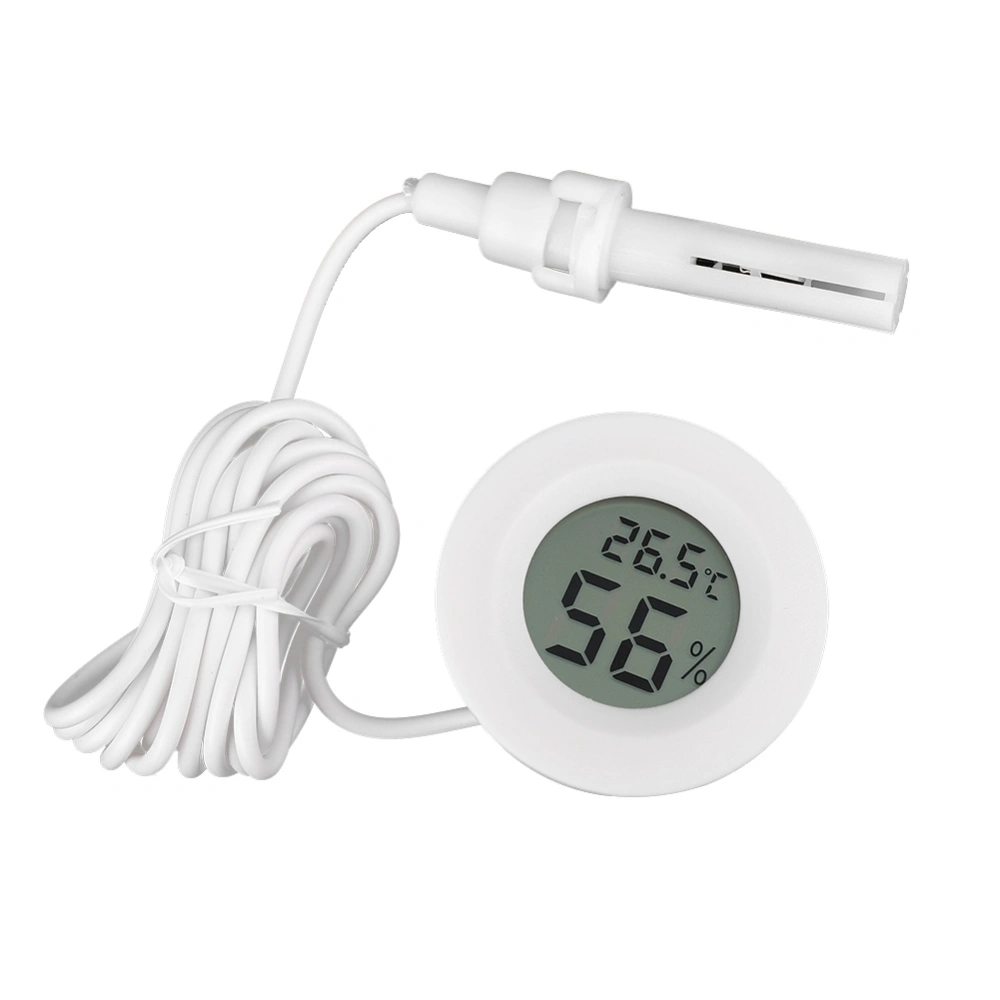 LCD Digital Fish Tank Reptile Terrarium Thermometer Humidity Gauge (White)