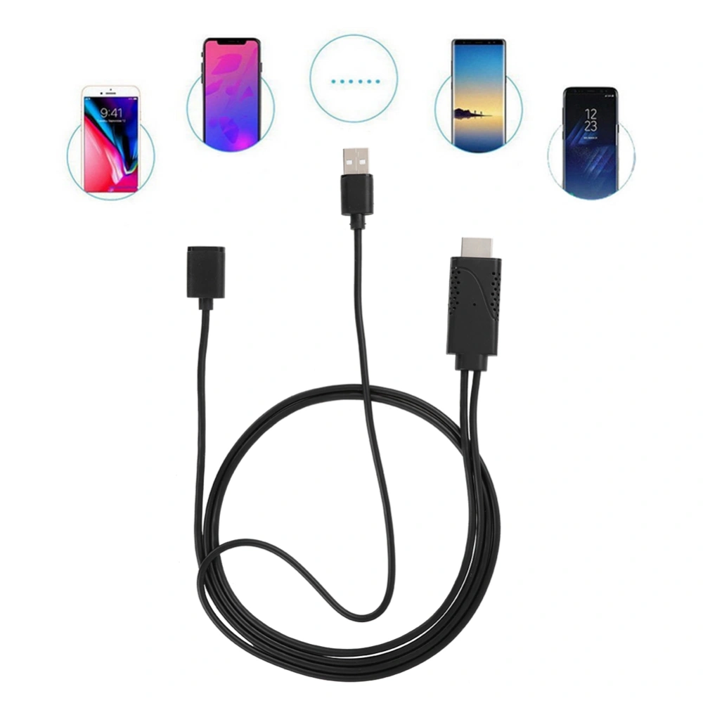 2 in 1 1080P USB Female to HDMI Male HDTV Adapter Cable Cord for iPhone Android