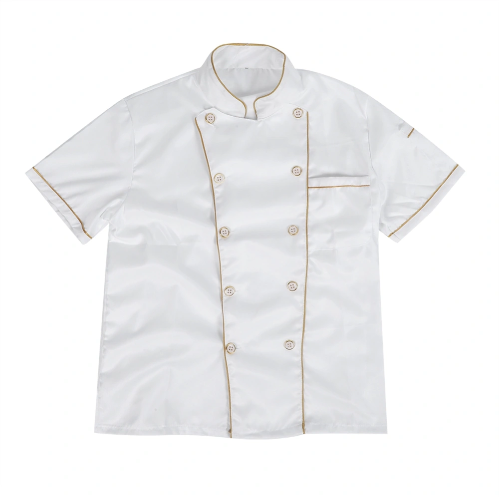 Chef's Uniform Jacket Short Sleeve Chef Cook Coat  for Men Women（M）