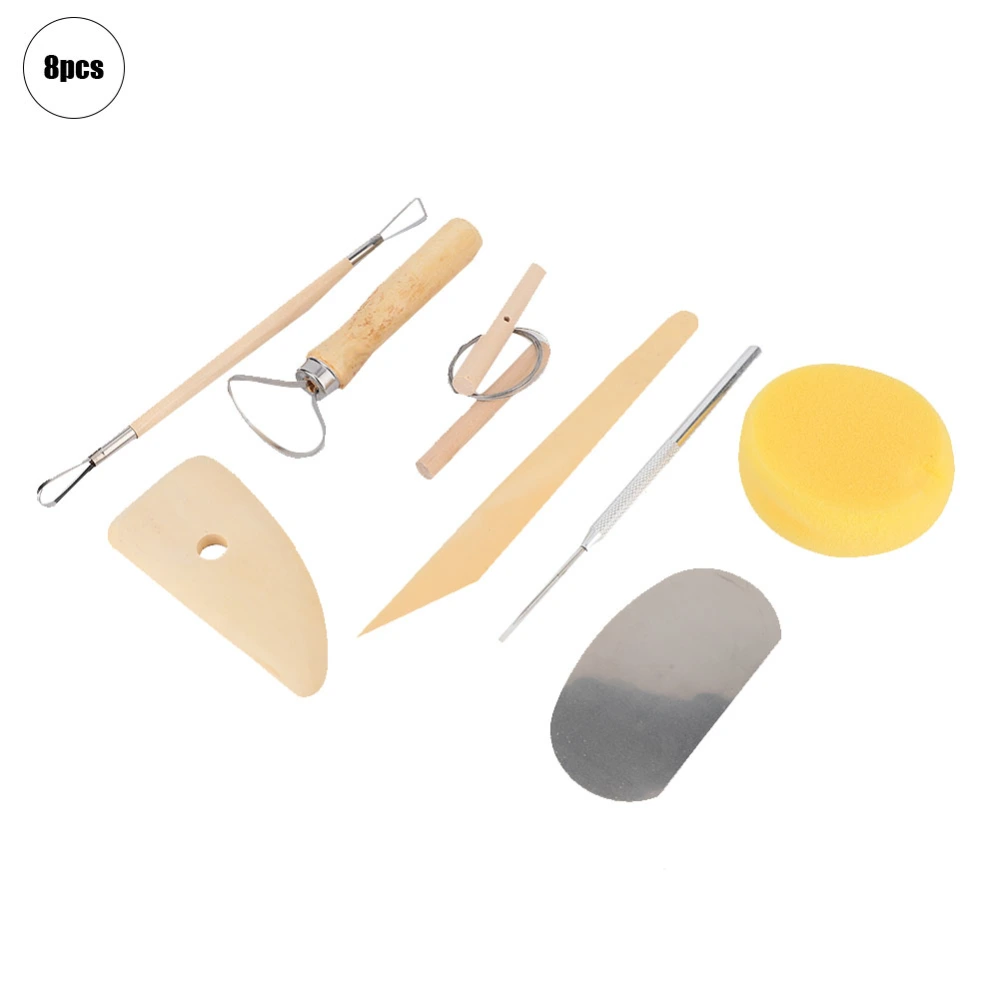 8Pcs Ceramic Pottery Crafts Tools Set Clay Sculpting Carving Modeling DIY Kit