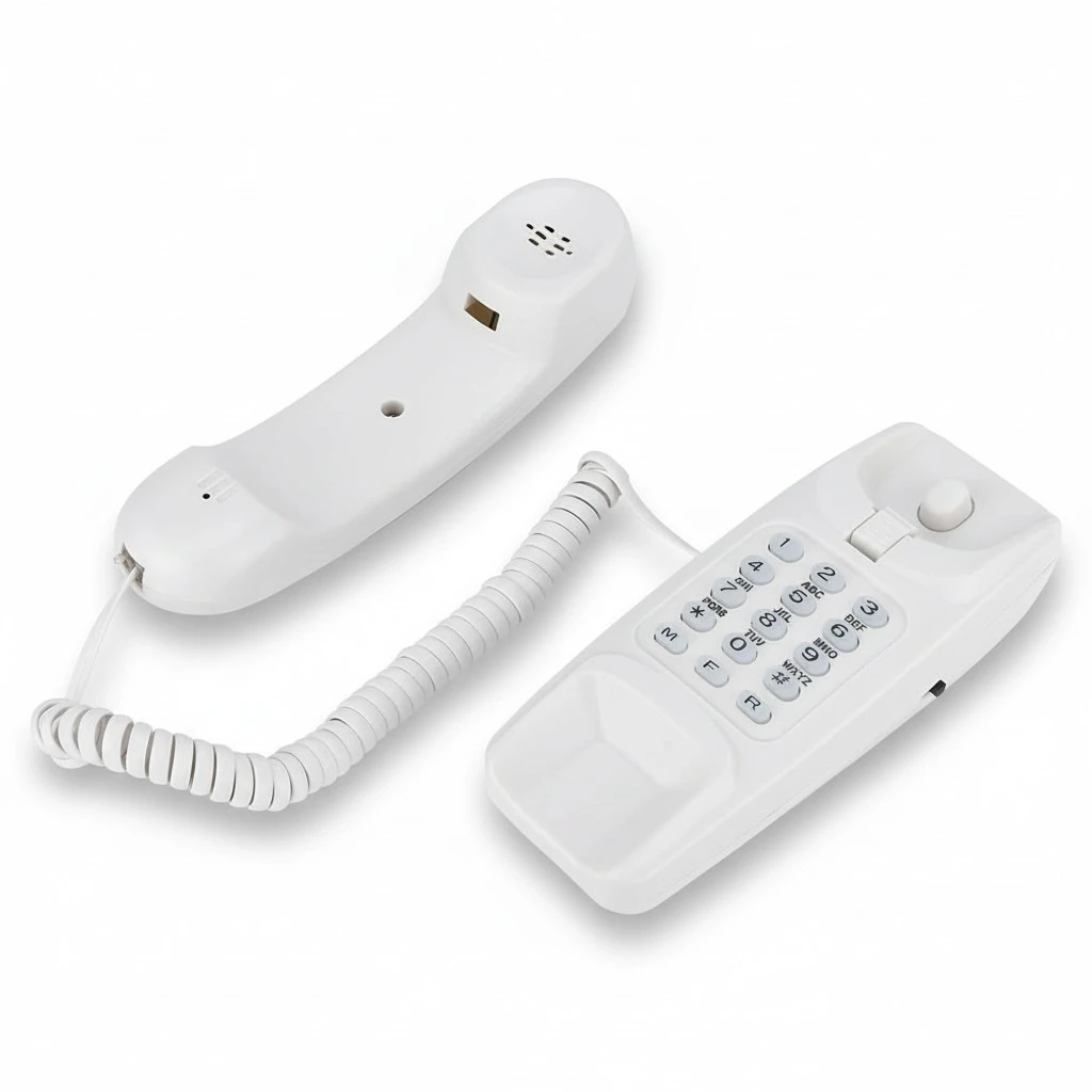 Wall Mount Landline Telephone Extension No Caller ID Home Phone For Hotel Family(White)