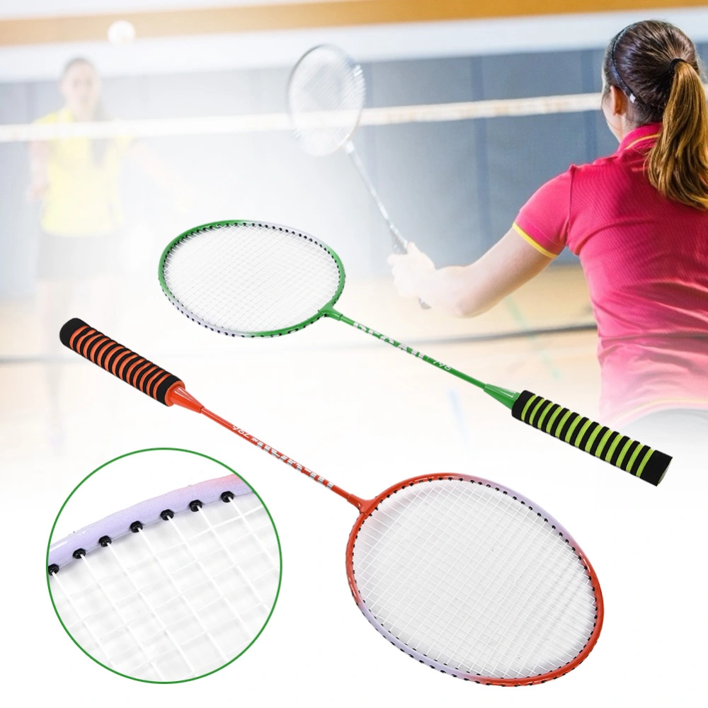 Steel Alloy High Elastic Sponge Handle Badminton Racket Set Training Racquets with Bag