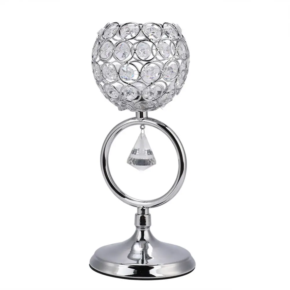 Crystal Candle Holder Coffee Table Decorative Centerpiece Candlestick for Wedding