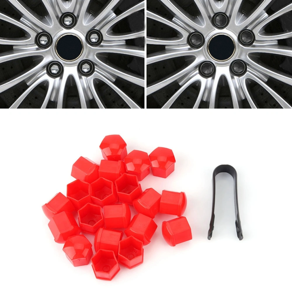 20pcs 19mm Car Wheel Nut Caps Auto Hub Screw Cover Bolt Rims Exterior Protection (Red)