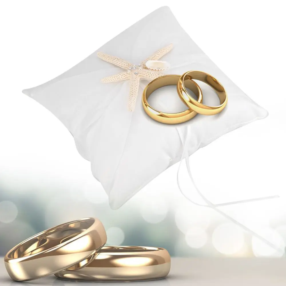 Ivory Ring Bearer Pillow Holder Wedding Ring Pillow with Starfish(20*20cm)