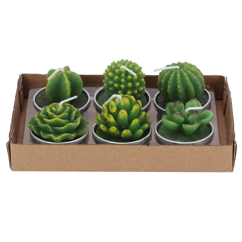 6Pcs Succulent Candles Decorative Tea Light Candles for Home Party Wedding Decoration(Type One)
