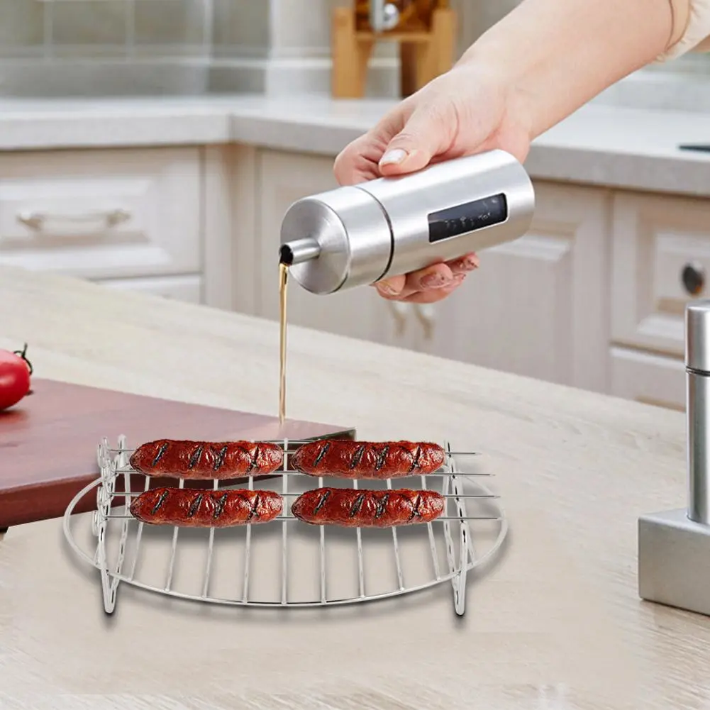 Stainless Steel BBQ Grill Rack Tray with 4 Skewers For Air Fryer
